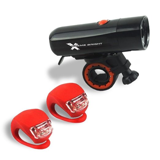 Xtreme Bright® Ultra Torch LED Bike Light Set; Powerful, Durable 250 Lumen Combination Bike Headlight-Taillight, Brilliant, Long-lasting Illumination; Max. Security & Safety for The Serious Biker - 100% Lifetime Guarantee Through Triumph Innovations