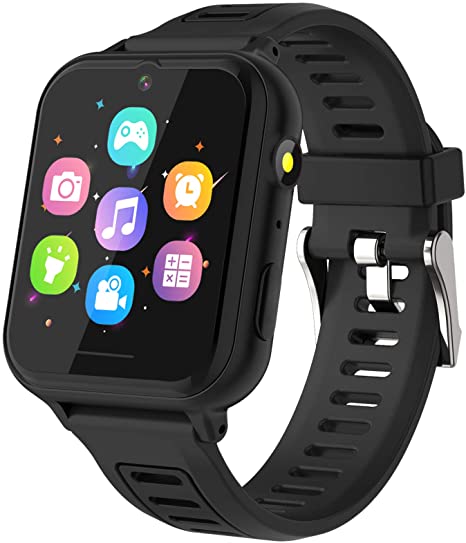 Kids Smart Watch, Game Smartwatches HD Touch Screen Smartwatch with Camera Video Alarm Clock Record Music Player Calculator Wrist Watch Smartwatch for 4-12 Years Old Boys Girls Birthday Gift(Black)