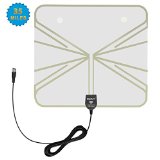 35 Miles Reception HDTV Antenna SOAIY Ultra Thin Indoor HDTV Antenna for UHFVHF with 165ft Coaxial Cable