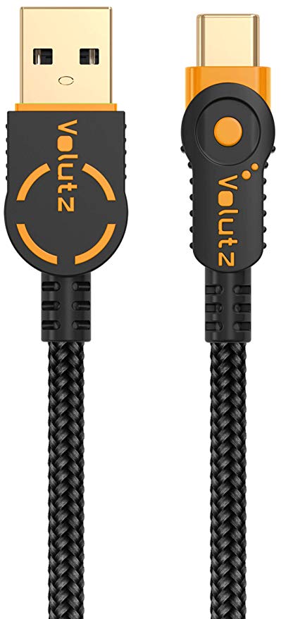 Volutz USB Type C Cable, USB A 2.0 to USB-C Fast Charger, Nylon Braided Cord for Samsung Galaxy S10 S9 S8 Plus Note 9/8, LG V20 G5 Moto Z, Nintendo Switch and More USB C Devices -1m / 3.3ft (Orange)