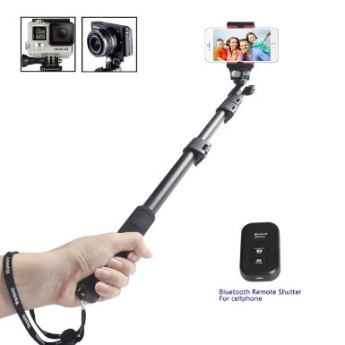 Handheld Selfie Stick with Remote Housing Tripod Mount for GoPro Hero 1 2 3 3 4 Handheld Telescopic Self-portrait Monopod with Bluetooth Remote Shutter Adjustable Phone Holder for iPhone 6s 6 Plus 6S 6 5S Samsung Galaxy Note 5 S6 Edge S6 S5 S4
