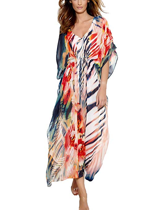 Bsubseach Women's Swimwear Turkish Kaftans Swimsuit Cover up Caftan Beach Long Dress