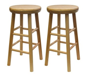 Winsome Wood 24-Inch Swivel Seat Barstool with Natural Finish, Set of 2