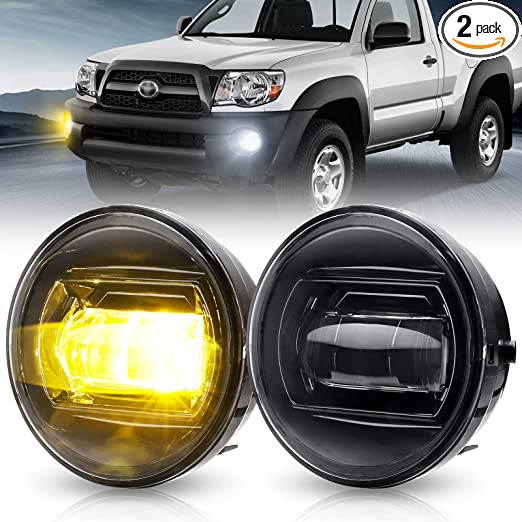 SUPAREE LED Fog Light Assembly with Switchback Dual Color White/Yellow for Tacoma 2005-2011/ Tundra 2007-2013/ Solara 2004-2006/ Sequoia 2008-2015