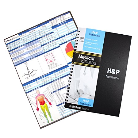 H&P notebook - Medical History and Physical notebook, 100 medical templates with perforations