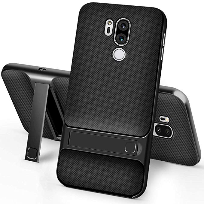 LG G7 Thinq Case,Setber Soft TPU Back Cover   Hard PC Bumper Dual Layer 2 in 1 with Kickstand for LG G7 (Thinq) Case -Black