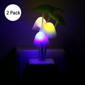 Night light 2PCS Led Plug In Nightlight for Kids Children Color Changing LED Sensor Mushroom Kitchen Bedside Wall Lights