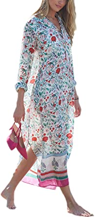 Bsubseach Women's Swimwear Turkish Kaftans Swimsuit Cover up Caftan Beach Long Dress