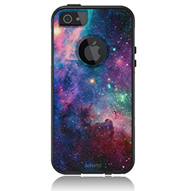 iPhone 5 Case Black, iPhone 5s Black Case Nebula Galaxy [Dual Layered Hybrid] Protective Commuter Case for iPhone 5 / 5S / SE Black Case by Unnito