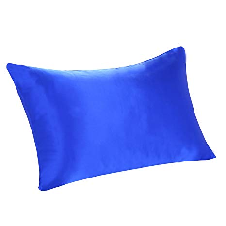 Tim & Tina 100% Pure Mulberry Luxury Silk Satin Pillowcase,Good for Skin and Hair,King,Blue,1pc