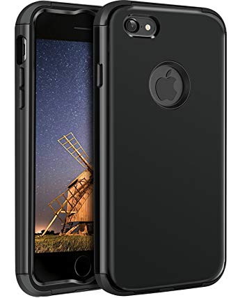 iPhone 7 Case, iPhone 8 Case, BENTOBEN Shockproof 3 in 1 Slim [Hard PC   Soft Silicone] Hybrid Impact Resistant Full-Body Protective Cover Case for iPhone 7/8 (4.7 inch), Jet Black