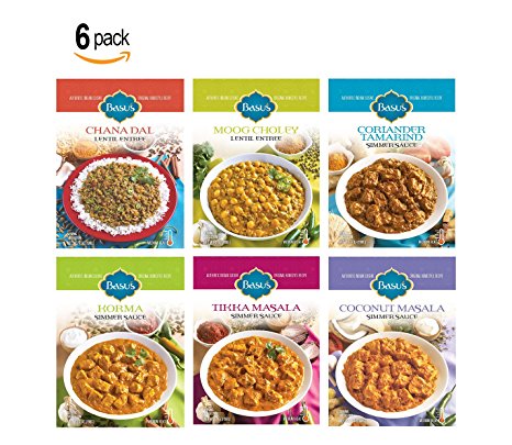 Basu’s HomeStyle Complete Sampler Pack - (7oz x 6) - Authentic Indian Cuisine