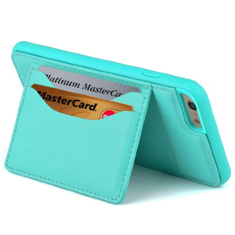 iPhone 6s plus case leatherKICKSTAND Slim ZVE iphone 6 plus case leather wallet Protective Cover Case with Stand Feature and Credit Card ID Holders for Apple iPhone 6 plus6s plus 55 inch Mint Green