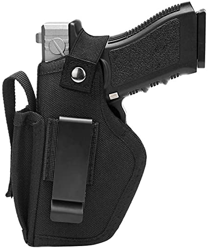 Concealed Carry Holster IWB OWB with Magazine Slot for Right and Left Hand, Interchangeable Metal Clip, Universal Holster