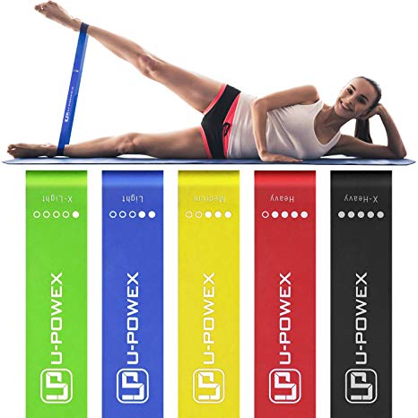 UPOWEX Resistance Bands – Set of 5 – Exercise Bands for Booty, Crossfit, Stretching, Strength Training, Physical Therapy, Home Fitness – Workout Bands with 100% Life Time Guarantee