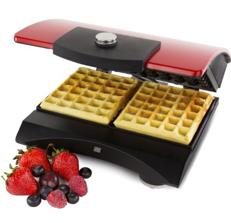 Andrew James Double Belgian Waffle Maker In Stunning Red, 700 Watts