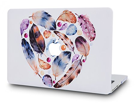 KEC MacBook Pro 13 Case 2017 & 2016 Plastic Hard Shell Cover A1706 / A1708 with/without Touch Bar (Leaf - Heart)