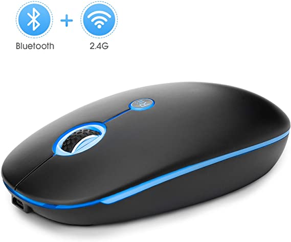 Bluetooth Mouse,Rii RM300 Slim Rechangable 2.4GHZ Wireless and Bluetooth Mouse,Optocal Mouse with USB Receiver,with Backlit for Windows/MacBook pro MacBook Air/iMac/Laptop/Notebook/Ipad/iPhone