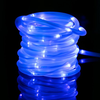 MEIKEE 33ft Dimmable Solar Rope Lights,100 LED, 8 Lighting Modes, Light Sensor, Waterproof, Ideal for Decorations Christmas,Gardens, Lawn, Patio, Weddings, Parties(Blue)