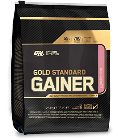 Optimum Nutrition Gold Standard Gainer Weight Gainer Whey Protein Powder with Vitamins, Creatine and Glutamine. Protein Shakes by ON - Strawberry Shake, 16 Servings, 3.25kg