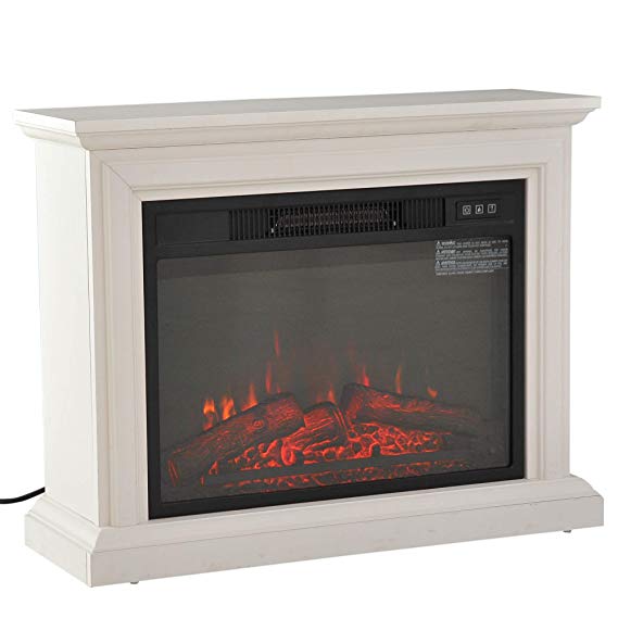 HOMCOM 31" 1400W Freestanding Portable 3D LED Electric Fireplace Mantel Heater Stove - White