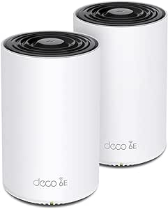 TP-Link Deco WiFi 6E Mesh AXE5400Mbps Tri-bande Deco XE75 Pro(2-pack), Couverture de 500㎡, WPA3, 1 port 2.5G, 2 ports Gigabit, idéal pour grandes maisons, Profitez au maximum de votre abonnement Fibre