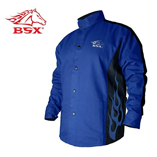 Bsx Bxrb9C Small Blue With Blue Flames Welding Jacket