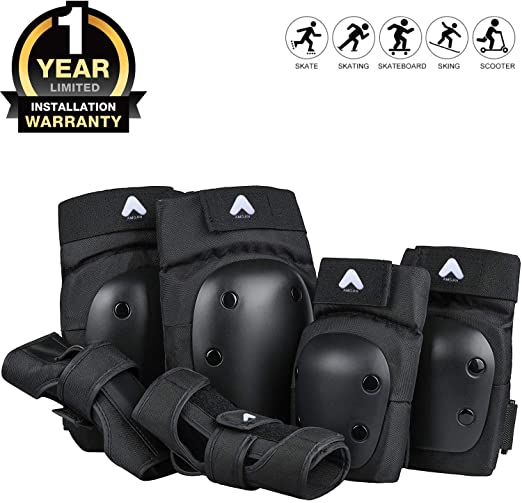 Kids/Youth/Adult Skateboarding Protective Gear 6 in 1 Knee Pads   Elbow Pads   Wrist Pads Protective Gear Pads for Skate Board，Roller Skates，Rollerblading，Riding Sports（S/M/L）