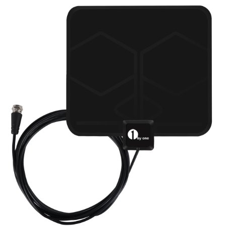 HDTV Antenna 1byone Super Thin Digital Indoor HDTV Antenna - 25 Miles Range with 10ft High Performance Coax Cable Extremely Soft Design and Lightweight