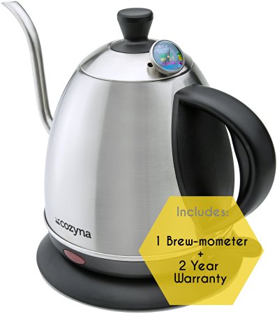 Electric Gooseneck Kettle for Drip and Pour Over Coffee and Tea By Cozyna, Stainless Steel, 1L