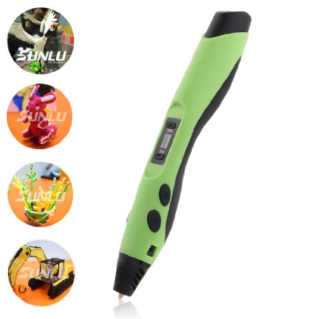 SUNLU Intelligent 3D Pen/3D Printing Pen/3D Doodle Pen for Arts Crafts Drawing and Doodling with Free PLA Filament - Green