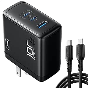 USB C Charger, INIU 3-Port 100W GaN Charger, Compact Foldable PD PPS USB C Wall Charger Block for MacBook Pro/Air, iPad Pro, Galaxy S23, Dell XPS 13, Note 20/10 , iPhone 15/Pro, Steam Deck