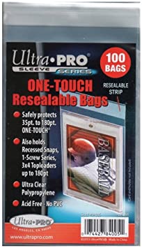 Ultra Pro Pack of 100 One Touch Resealable Poly Bags Sleeves for Card Holder