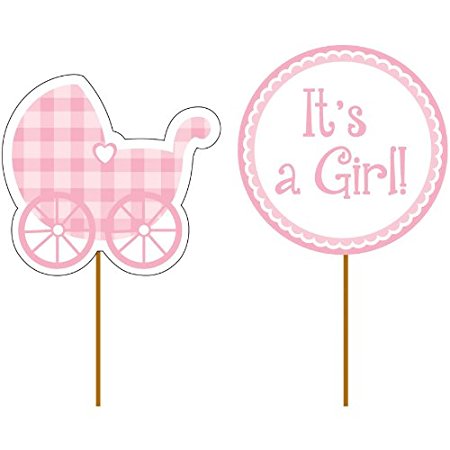 It's a Girl Gingham Picks 12 Per Pack