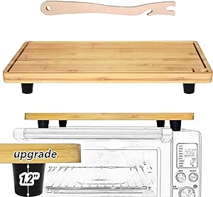 Bamboo Wood Cutting Boards for Mini Smart Toaster Oven Air, Compatible with Breville 860 BSS/845BSS Countertop Oven, 1.2inch Heat Resistant Silicone Feet, Creates Storage Space