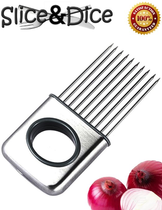 Onion Holder by Slice and Dice, Vegetable Potato Tomato Slicer Gadget Stainless Steel, Multipurpose Kitchen Tool
