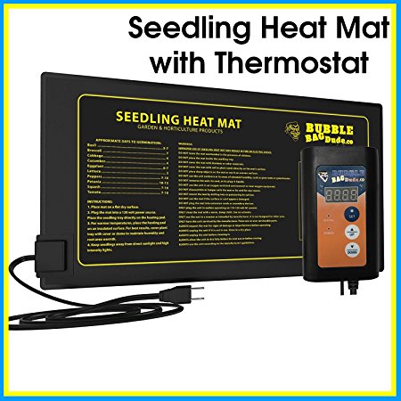 BUBBLEBAGDUDE Seedling Heat Mat with Digital Thermostat Combo Kit - Waterproof Hydroponic Starting Heating Pad 10" x 20.75" - Propagation Starter Kit for Seedling, Cloning and Seed Germination