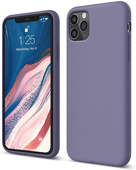 elago iPhone 11 Pro Max Silicone Case |Lavender Grey| - Premium Liquid Silicone, Raised Lip (Screen & Camera Protection), 3 Layer Structure, Full Body Protection, Flexible Bottom