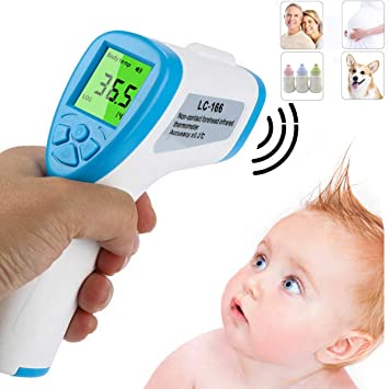 LCD Digital Non-Contact IR Infrared Themoneter Forehead Baby Temperature Measurement Tools for Baby, Adult, Child, Surface of Objects