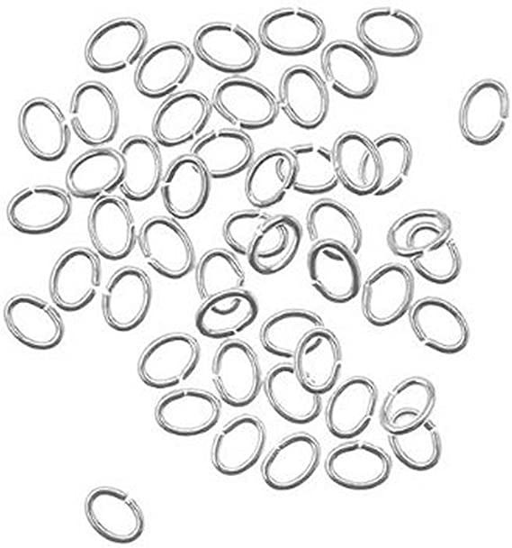 Beadaholique JR/028X3X4S 50-Piece Oval Open Jump Rings, 3 by 4mm, 21-Gauge, Silver