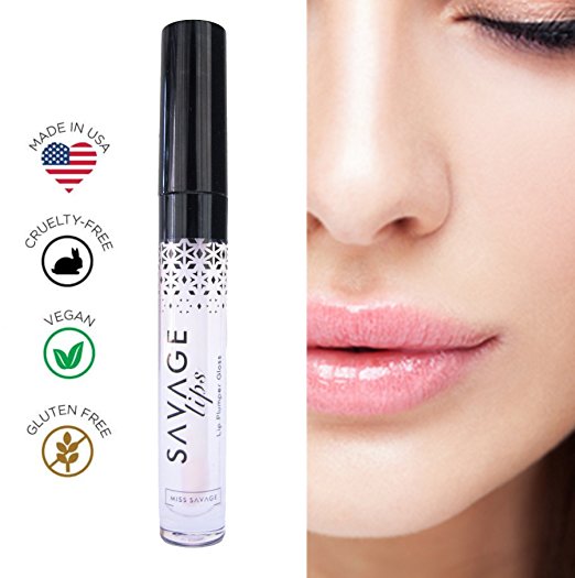 Lip Plumper Lip Gloss is All Natural with Vitamin E, Antioxidants and Hydrating Skin Conditioning Agents for Pouty Shiny Lips by Miss Savage - Lip Plumpers that Really Work