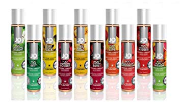 System Jo H2O Flavored Lubricant Collection - 10 Fruity Flavors - Strawberry, Watermelon, Peach, Cherry, Pineapple, Raspberry, Banana, Green Apple, Tropical, Mint - 1 oz Bottle of Each Flavor