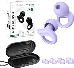 Hearprotek Ear Plugs for Sleeping, NRR 29 dB High Nosie Reduction Sleeping Ear Plugs for Adults&Teenagers, 8 Ear Tips with Carrying Case Soft Corded Ear Plugs for Sleeping, Snoring, Travel, Work