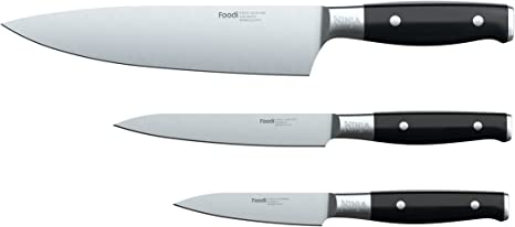 Ninja K32003C Foodi NeverDull System Premium 3-Piece Chef, Utility, and Paring Knife Set