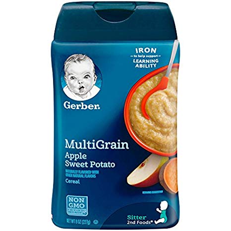 Gerber Multigrain and Apple Sweet Potato Baby Cereal, 8 Ounce (Pack of 6)