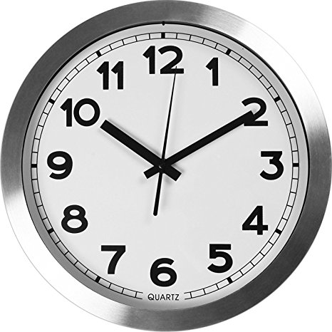 Large Indoor Decorative Silver Wall Clock - Universal Non - Ticking & Silent 12-Inch Wall Clock - by Utopia Home (Aluminium)