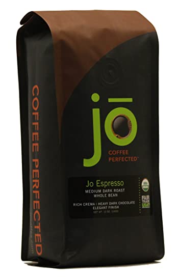 JO ESPRESSO: 12 oz, Medium Dark Roast, Whole Bean Organic Arabica Espresso Coffee, USDA Certified Organic Espresso, NON-GMO, Fair Trade Certified, Gluten Free, Gourmet Espresso Beans by Jo Coffee