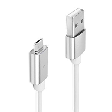 New arrival Micro USB ( 1M) Quick Charging Cable with LED Status Display High Speed 2.4A For Samsung HTC LG Motorola Nokia Blackberry Android Smartphones Tablets and more-Silver