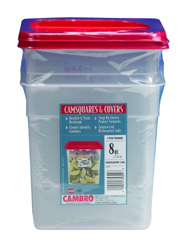 Cambro Set of 2 Square Food Storage Containers with Lids, 8 Quart