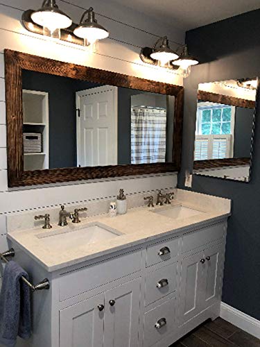 Shiplap Large Wooden Framed Mirror Available in 4 Sizes and 20 Colors: Shown in Provincial - Large Wall Mirror - Rustic Barnwood Style - Framed Mirror Wall Decor - 24x30-30x36-30x42-30x60